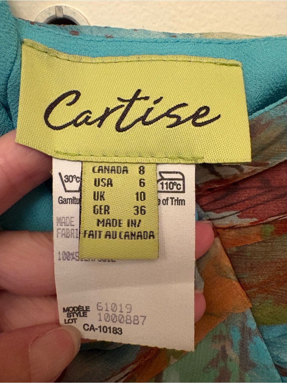 Teal Floral Strapless Summer Dress with Rosette Detail - Picture 2 of 2